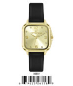 DACQA Faux Leather band watch – Gold/White