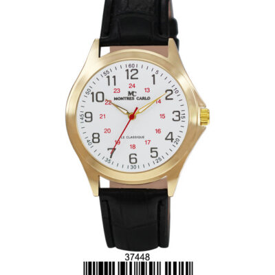 DACQA Faux Leather Band Watch – Gold/White