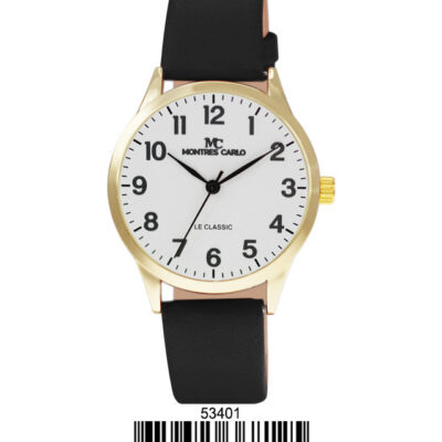 DACQA Faux Leather Band Watch – Gold/White