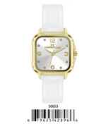 DACQA Faux Leather band watch – Gold/White