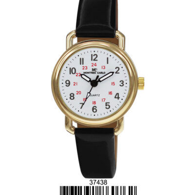 DACQA Faux Leather Band Watch – Gold/White/Black