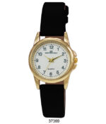 DACQA Faux Leather Band Watch – Gold/White/Black