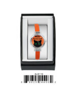 DACQA Faux Leather Band Watch – Orange/Gold