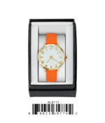 DACQA Faux Leather Band Watch – Orange/Silver