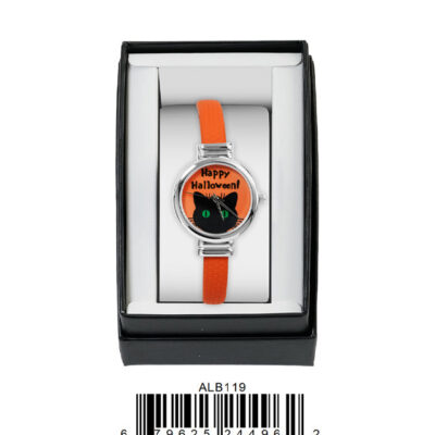 DACQA Faux Leather Band Watch – Orange/Silver