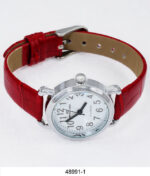 DACQA Faux Leather Band Watch – Silver/Baby Pink