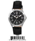 DACQA Faux Leather Band Watch – Silver/Black