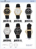 DACQA Faux Leather Band Watch – Silver/Black