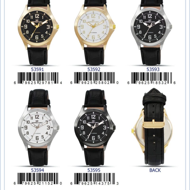 DACQA Faux Leather Band Watch – Silver/Black