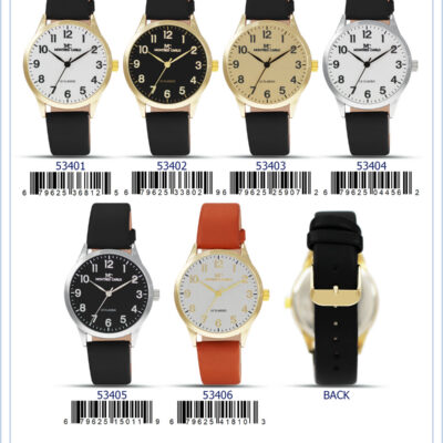 DACQA Faux Leather Band Watch – Silver/Black