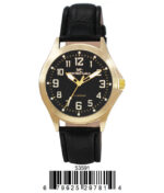DACQA Faux Leather Band Watch – Silver/Black