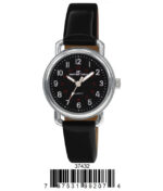 DACQA Faux Leather Band Watch – Silver/Black/Black