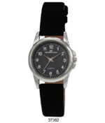 DACQA Faux Leather Band Watch – Silver/Black/Black