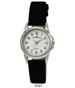 DACQA Faux Leather Band Watch – Silver/Black/Black