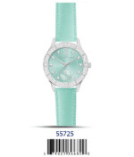 DACQA Faux Leather band watch – Silver/Green
