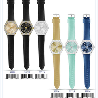 DACQA Faux Leather band watch – Silver/Green