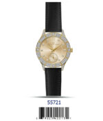 DACQA Faux Leather band watch – Silver/Green