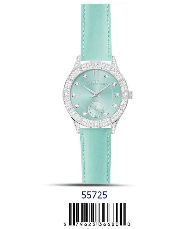 DACQA Faux Leather band watch – Silver/Green DACQA Faux Leather band watch – Silver/Green