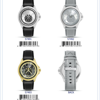 DACQA Faux Leather Band Watch – Silver/Silver