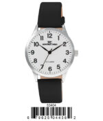DACQA Faux Leather Band Watch – Silver/White