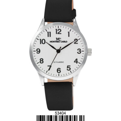 DACQA Faux Leather Band Watch – Silver/White