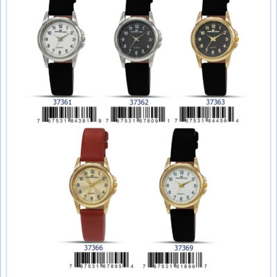DACQA Faux Leather Band Watch – Silver/White/Black