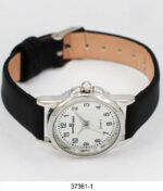 DACQA Faux Leather Band Watch – Silver/White/Black