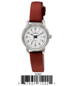 DACQA Faux Leather Band Watch – Silver/White/Brown