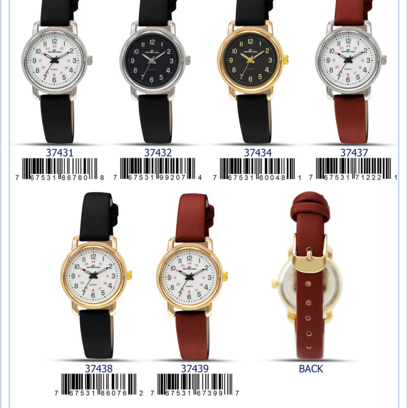 DACQA Faux Leather Band Watch – Silver/White/Brown