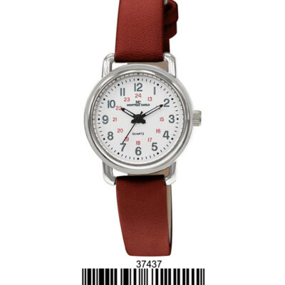 DACQA Faux Leather Band Watch – Silver/White/Brown