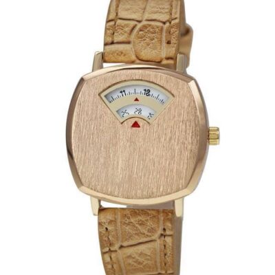 DACQA Faux Leather Band Watch – Special – Beige/Gold