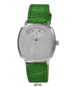 DACQA Faux Leather Band Watch – Special – Green/Silver