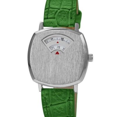 DACQA Faux Leather Band Watch – Special – Green/Silver