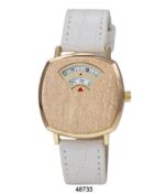 DACQA Faux Leather Band Watch – Special – White/Gold