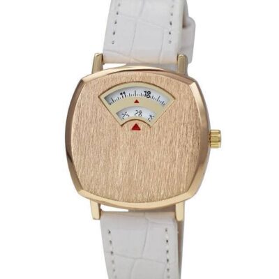DACQA Faux Leather Band Watch – Special – White/Gold