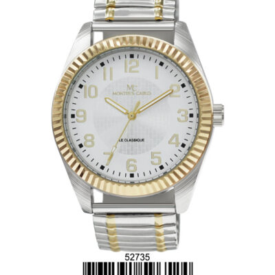 DACQA Flex Band Watch – Two-Tone Gold/White