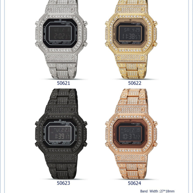 DACQA Iced Digital Watch – Special – Rose Gold