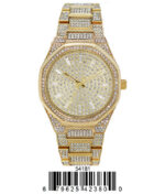 DACQA Iced Out Metal Band Watch – Gold