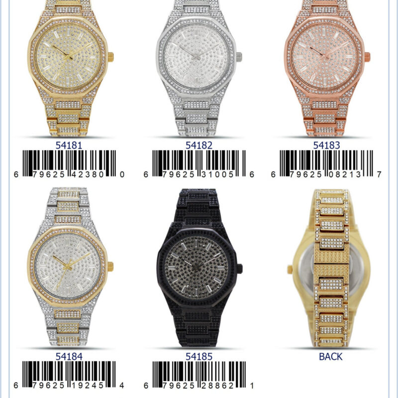 DACQA Iced Out Metal Band Watch – Gold