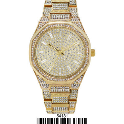 DACQA Iced Out Metal Band Watch – Gold
