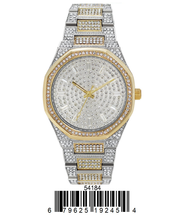 DACQA Iced Out Metal Band Watch – Gold Silver Two-tone DACQA Iced Out Metal Band Watch – Gold Silver Two-tone