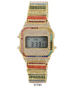 DACQA Iced Retro LCD Watch – Special – Gold/Rainbow