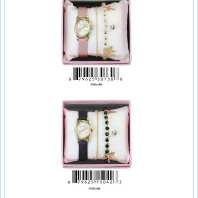 DACQA Jewellery Gift Box with Faux leather band Watch – Black