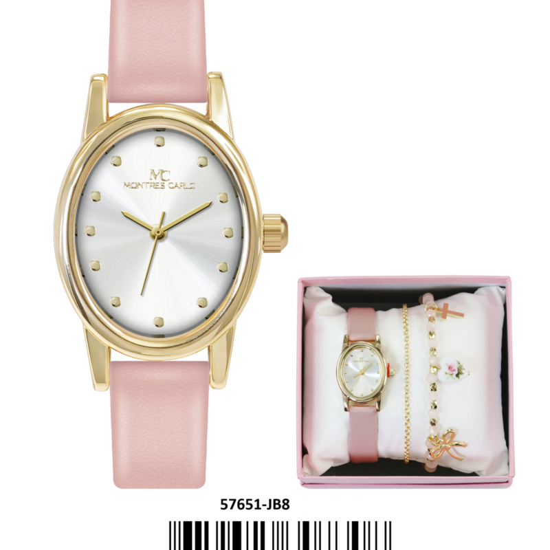 DACQA Jewellery Gift Box with Faux leather band Watch – Black