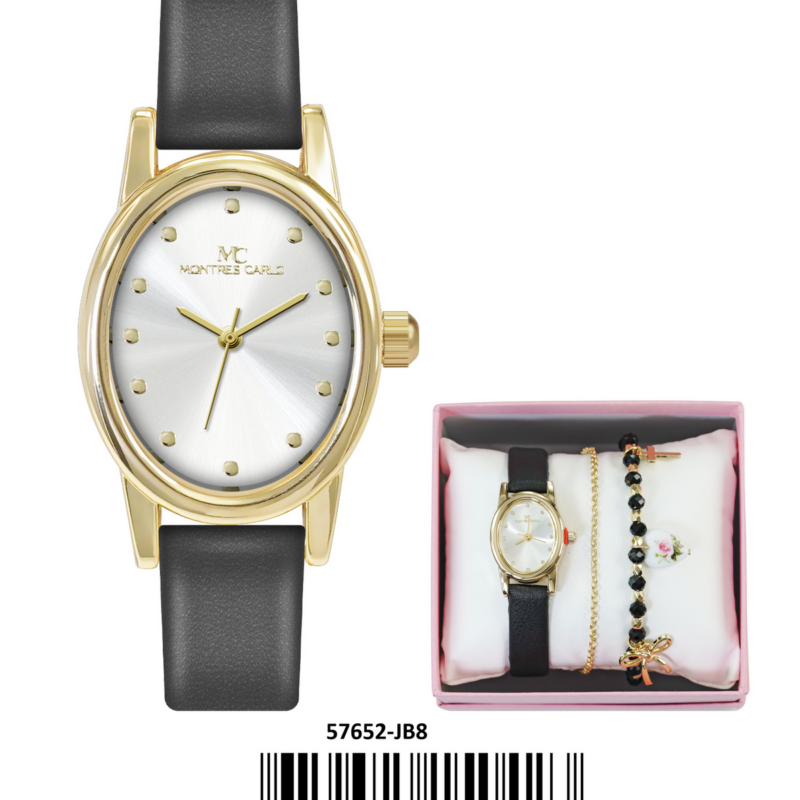 DACQA Jewellery Gift Box with Faux leather band Watch – Black DACQA Jewellery Gift Box with Faux leather band Watch – Black