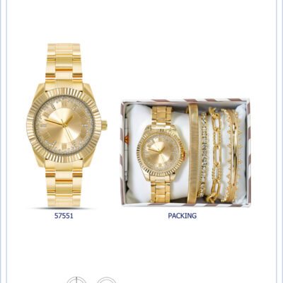 DACQA Jewellery Gift Box with Metal Watch – Gold