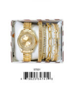 DACQA Jewellery Gift Box with Metal Watch – Gold