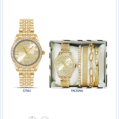 DACQA Jewellery Gift Box with Metal Watch – Gold