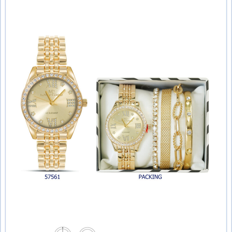 DACQA Jewellery Gift Box with Metal Watch – Gold