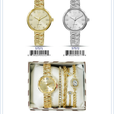 DACQA Jewellery Gift Box with Metal Watch – Gold